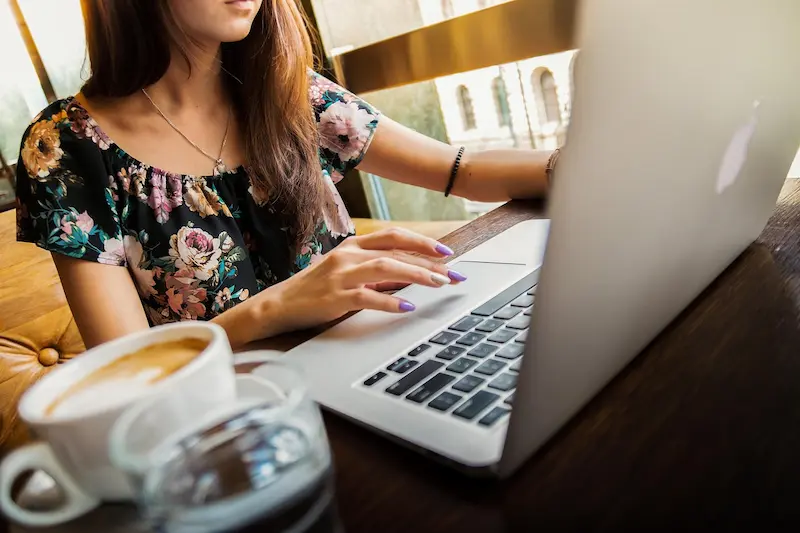 A woman working on her laptop